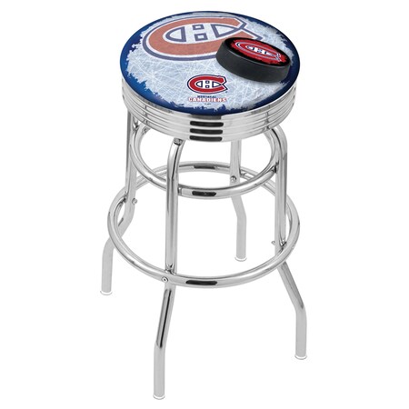 Holland Bar Stool Co 25" Chrome 2-Ring Montreal Canadiens Swivel Bar Stool, Accent Ring L7C3C25MonCan-D2